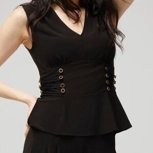 White House Black Market MJ Button Peplum Top | Sz Small
